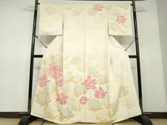 平和屋着物●訪問着　作家物　刺繍　薔薇　バラ　鈴乃屋扱い　正絹　逸品　DAAW5138ud
