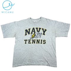 【90s USA製】NAVAL ACADEMY NAVY TENNIS Tシャツ L シングルステッチ コットンレーヨン 米海軍士官学校 ビンテージ 古着 アメカジ