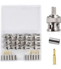 【AKL19】 SPEEDWOX 12個 BNC RG58圧着オスコネクタ 収納ボックス付き アンテナ用RG58同軸ケーブルと互換性ありワイヤレスLANデバイス同軸ケーブルWi-Fi無線外部アンテナ