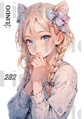 コラージュ素材　人物ステッカー　女の子　A6サイズ　5枚入り　シール　ノーカット　282