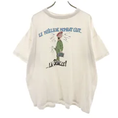 OLD オールド 90s ユーロ フランス語 軍人 半袖 シングルステッチ Tシャツ XL ホワイト メンズ 古着
