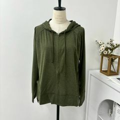 新品 未使用 女性 レディース 薄手 虫よけ素材使用！ ラッシュガード 長袖 パーカー カーキ LL UVカット
