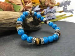 パワーストーン ブレスレット ターコイズ&タイガーアイ  （シルバー）レディース 女性  数珠ブレス 開運 プレゼント ギフト [20] #1