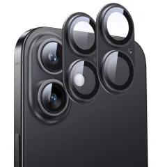 【迅速発送】NIMASO カメラカバー iPhone 17/iPhone 16/iPhone 16 Plus 対応 カメラ保護 フィルム アルミ合金＋9H強化ガラス 全面保護 耐衝撃 レンズ保護 黒縁取り いPhone 17/16/16plus 対応 2枚セッ