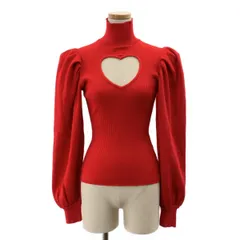 MSGM / エムエスジーエム | ハートホール ハイネック パフスリーブ リブニット | S | レッド | レディース