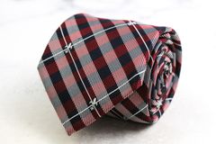 メイル&コー ブランド ネクタイ チェック柄 小紋柄 格子柄 シルク PO メンズ レッド MALE & Co 【中古】