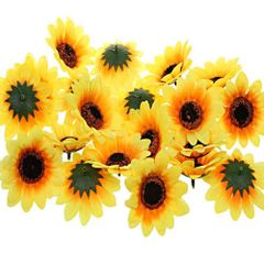 【在庫処分】人工花 飾りつけ 枯れない花 ディスプレイ 人工観葉植物 ハンドメイド 直径約7cm 60個セット かわいい 造花 りラシルク造花 ひまわり (60個セット) Yesallwas