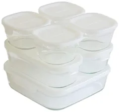 【特価商品】/ / 2個 × 1200ml × 500ml 4個 × 200ml ホワイト 7点セット 1個 パック&レンジ 角型 保存容器 PS-PRN-7W ガラス 耐熱 iwaki(イワキ)