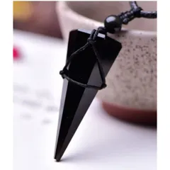 ［ショップス］黒曜石 オブシディアン ネックレス 首飾り 黒 バランス G063 健康 金運 癒し 浄化 エネルギー 幸運 開運 恋愛運 結婚運 人間関係 対人運 仕事運 事業運 金運 魔除 ご利益 天然石 ペンダント パワーストーン 置物　E