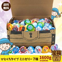 ひとくちタイプ ミニゼリー ７種類 1600ｇ（約１００個）セット 宝箱入り 詰め合わせ ギフト プレゼント イベント（沖縄・離島別途送料）