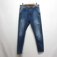 ザラマン ZARA MAN ダメージ加工 スキニー デニム パンツ ジーンズ 40 インディゴ ストレッチ ジッパーフライ トルコ製