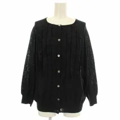 マオメイド mao made リネン混 カーディガン ニット リボン フリル F 黒 ブラック 411133 /☆G