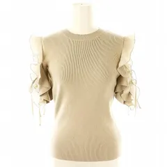 スナイデル SNIDEL Sustainable フリルスリーブニットプルオーバー セーター 半袖 オープンショルダー F グレージュ /ES ■OS