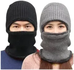 ニット帽 目出し帽 ニットキャップ フェイスマスク ネックウォーマー 裏ボア 帽子 防寒 ブラック ふわふわ 男女兼用 暖かい スキーつ dCPJ322