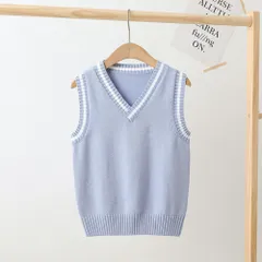 ☆ ブルー ☆ 150cm ☆ キッズ ニット ベスト vネック スクール ニット ベスト Vネック キッズ Vネックベスト vネックベスト ニットベスト 学生服 スクールベスト vネック スクール 子供用 子ども用 子供 子ども こども 男の子 女の子