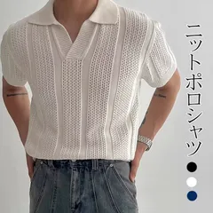 ポロシャツ  メンズ サマーニット 透かし編み ゴルフウェア 40代 50代 半袖シャツ   カジュアル  通勤 xinsi03