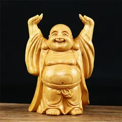 布袋様 オブジェ 開運 木製 木彫 運気 風水 仏像 神様 インテリア リビング 玄関 昇運 風水 置物  縁起物 魔除け 七福神 家内安全 豊 贈り物 プレゼント