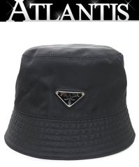 【広尾店】美品 プラダ PRADA Re-Nylon 三角ロゴ バケットハット 黒 ナイロン size:XL 【16206】