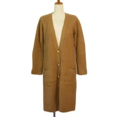 ナチュラルビューティーベーシック NATURAL BEAUTY BASIC カーディガン ニット ロング 金ボタン M 茶 ブラウン