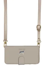 iPhone 16 Pro ケース 手帳型 アイフォン16プロ スマホケース スマホショルダー レザー ストラップ シベリアンハスキー ハスキー ワンポイント かわいい 調節可能 130cm  カラー01