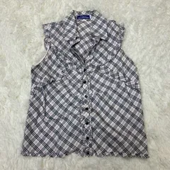 バーバリー ブルーレーベル ノースリーブブラウス ノバチェック フリル 薄ピンク Mサイズ相当 ★お値段交渉を受け付けます。