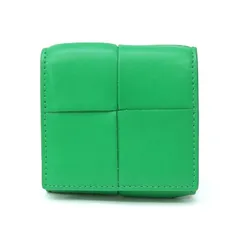 ボッテガ・ヴェネタ BOTTEGA VENETA  コインケース カセット 折りたたみコインパース マキシイントレチャート 小銭入れ グリーン レザー