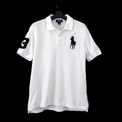 ポロ ラルフローレン POLO RALPH LAUREN ポロシャツ シャツ 半袖 鹿の子 ビッグ ポニー ロゴ ナンバー 刺繍 14-16 L 白 ホワイト 黒 国内正規品