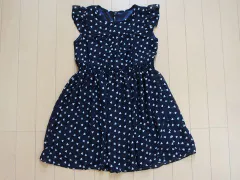 組曲 kumikyoku アウトレット 子供服 女の子 L 120cm 130cm ワンピース ノースリーブ 紺 ハート柄 春 夏 ★3 ガールズ 女児 キッズ 【中古】 ユーズド リサイクル 古着 子ども服 こども