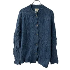 Talbots ウールニット セーター カーディガン XL ブルー タルボット ウール100% ケーブルニット シンプル 秋物 a710-6107