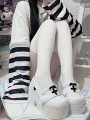 サブカルチャー パンク風 ロリィタシューズ 厚底靴 コスプレ ホワイト　X01# サブカルチャー パンク風 ロリィタシューズ 厚底靴 コスプレ