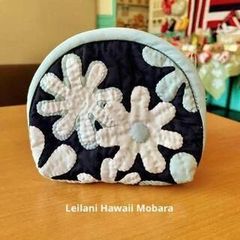 ＜正規品＞キャシーポーチ♡ガーデニア ♡ネイビーブルー♡ハワイアンキルト