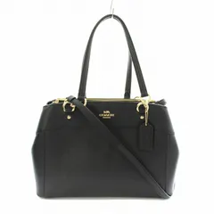 コーチ COACH ラージ ブルック キャリーオール クロスグレインレザー 2WAY ハンドバッグ ショルダーバッグ チャーム付き 黒 ブラック F25926 /KU