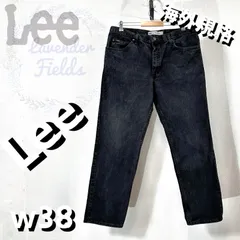 LeeブラックデニムパンツGパンw38リー大きいサイズパッチロゴ黒アメリカ古着