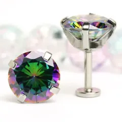 大粒8mm人工ミスティッククォーツ　立爪ラブレット　金属アレルギー対応　ヘリックス　軟骨ピアス　LAB108MYS