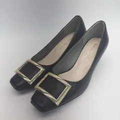 ◇ ORiental Traffic カーブヒール スクエアトゥ モチーフ パンプス サイズ36 ブラック レディース E  【1305290021971】