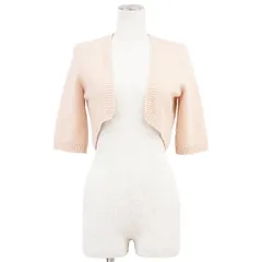 SALE【美品】DAISY LIN For FOXEY デイジーリンフォクシー ボレロ ニット カシミヤ100％ ハーフスリーブ カーディガン 無地 トップス レディース サイズ 38 ベージュ 薄茶色 日本製 30348のサムネイル