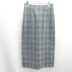 ◇ ⊇ UNITED ARROWS ユナイテッドアローズ ウール混合 チェック柄 ロング タイト スカート サイズM グレー ブルー レディース E  【1502180054693】