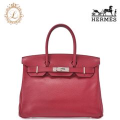 HERMES エルメス バーキン30 　トートバッグ 　トゴ　 ルージュピマン  Rouge piment （シルバー金具） ブランドバッグ レディースバッグ  【中古】【送料無料】