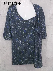 ◇ URBAN RESEARCH ROSSO 総柄 半袖 チュニック ミニ ワンピース サイズF ネイビー レディース 【中古】 【1002802348556】