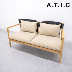 【中古品】A.T.I.C  アティック THOMPSON SOFA トンプソン ソファ 2人掛け レザー ファブリック 定価31万