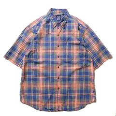 90's ギャップ GAP チェック コットン ボタンダウン シャツ 半袖 (L) 90年代 旧タグ オールド 青タグ デカタグ Y2K　アメリカ古着 USED  ビンテージ ヴィンテージ