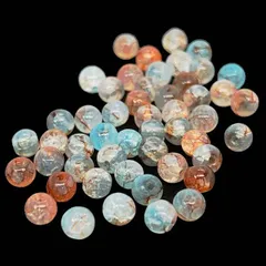 U-228 マーブル ガラスビーズ 4mm【h ブルーオレンジ】50個入 ラウンド 天然石風 水彩 混色 クラック ガラス玉 とんぼ玉 硝子ビーズ ハンドメイド アクセサリー パーツ