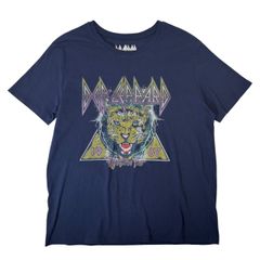 Mサイズ 古着 公式 2022 Def Leppard デフレパード Hysteria Tour 1987 Tシャツ バンド ロック 両面プリント 紺色 ネイビー