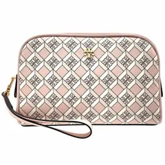 トリーバーチ ポーチ ジオ ロゴ エッセンシャルズポーチ PVC ピンク 87926 TORY BURCH アクセサリーポーチ ストラップ付き マルチポーチ 化粧ポーチ コスメポーチ コスメティックポーチ 小物入れ ブランド小物 美品 アウトレット