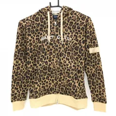 【新品】パーリーゲイツ ジップパーカー ライトブラウン×黒 レオパード ロゴ刺しゅう レディース 0(S) ゴルフウェア PEARLY GATES