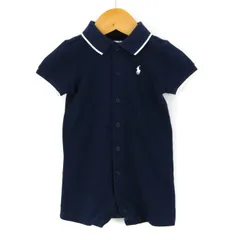 ラルフローレン ロンパース 半袖ポロ ポニーロゴ コットン100% ベビー 女の子用 80サイズ ネイビー RALPH LAUREN 【中古】