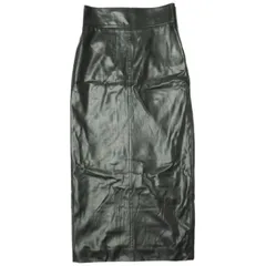 H BEAUTY&YOUTH エイチ ビューティーアンドユース 日本製 FAKE LEATHER TIGHT SKIRT フェイクレザータイトスカート 1624-299-3574 S ブラック ボトムス g22263