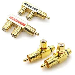 Rimikuru RCA 分配器 分岐アダプタ 2分配 RCAケーブル オーディオ 変換 プラグ RCA分岐アダプタ 金メッキ セット (F型 ＆ T型 4個セット) [F型 ＆ T型 4個セット]