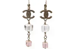 シャネル ピアス CHANEL アクセサリー CC/ロゴ クリア/ピンクキューブ 08P シルバー【中古】