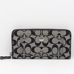 美品 コーチ シグネチャー ラウンドファスナー長財布  2000000 NSK KTU